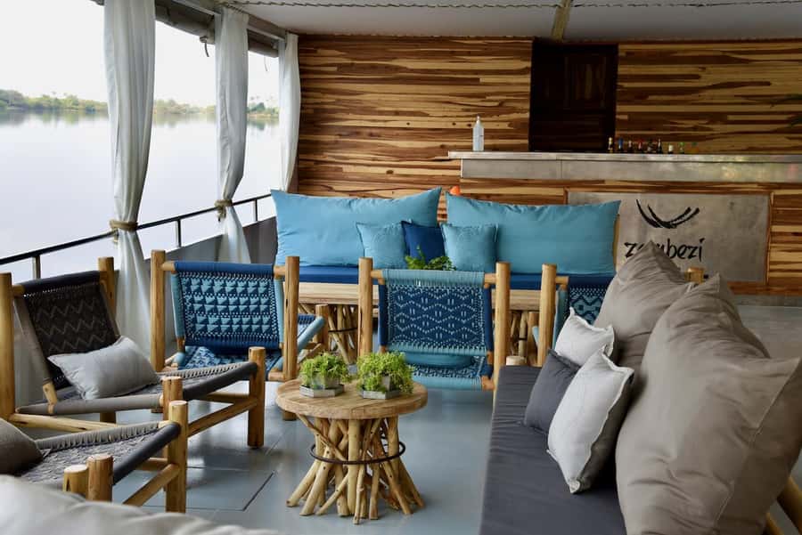 Luxury Cruise : Sunset Boat Cruise on The Zambezi Explorer - Sunset views and the distant spray of Victoria Falls