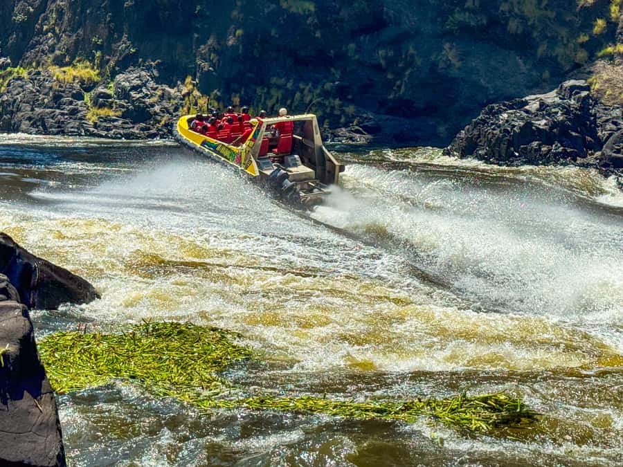 Victoria Falls: Jetboat Adventure Experience - Entering the water beneath Victoria Falls