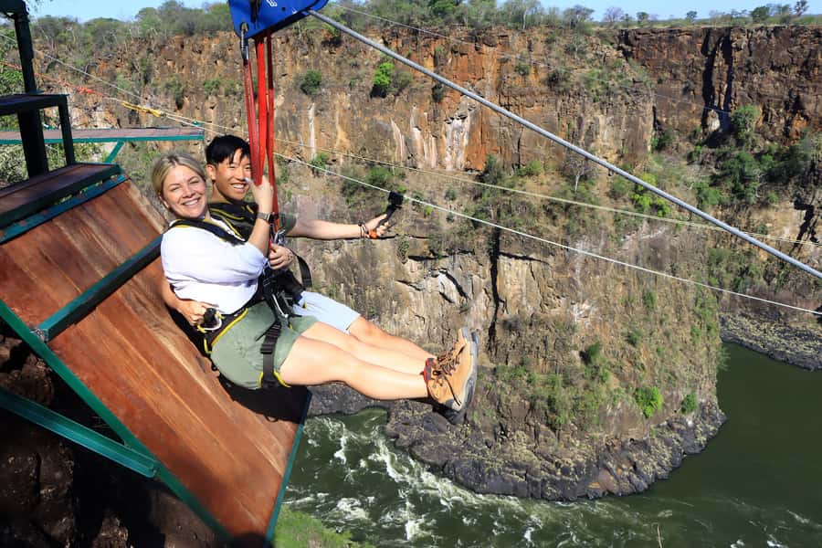 Victoria Falls: Zipline Experience with Transfers - The launch and the 425-meter crossing